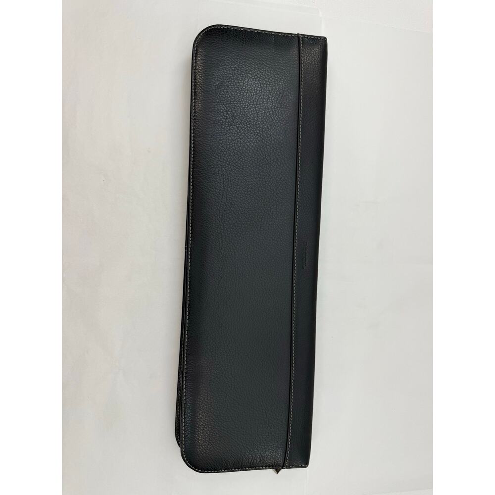 Fossil Black Leather Travel Tie Case Zip Organizer Dad Graduation Business
